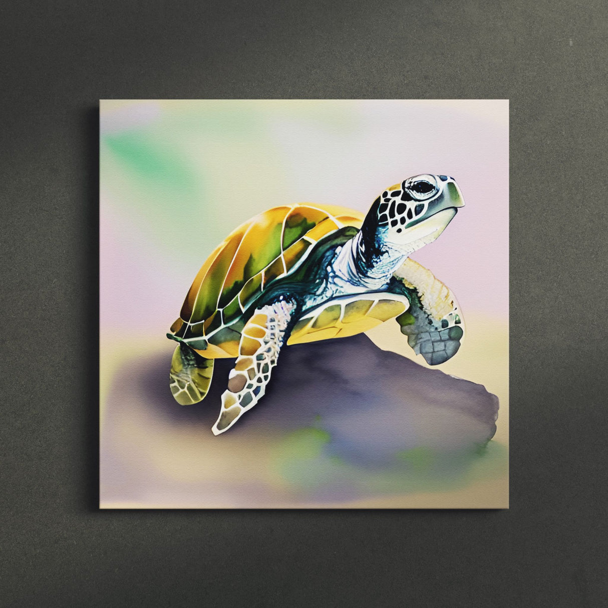 Cute Watercolor Sea Turtle Wall Art Canvas {Pastel Turtle} Canvas Wall Art Sckribbles   