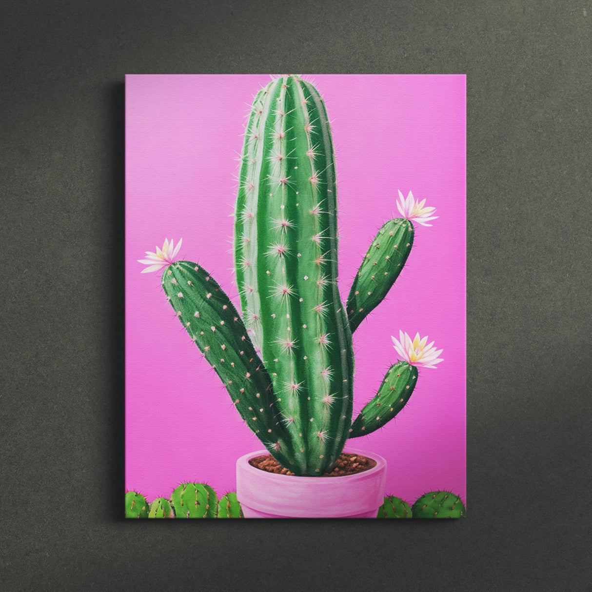 Bright Pink and Green Canvas Wall Art {Cactus Love} Canvas Wall Art Sckribbles   