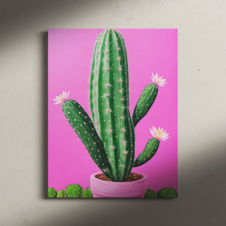 Bright Pink and Green Canvas Wall Art {Cactus Love} Canvas Wall Art Sckribbles   