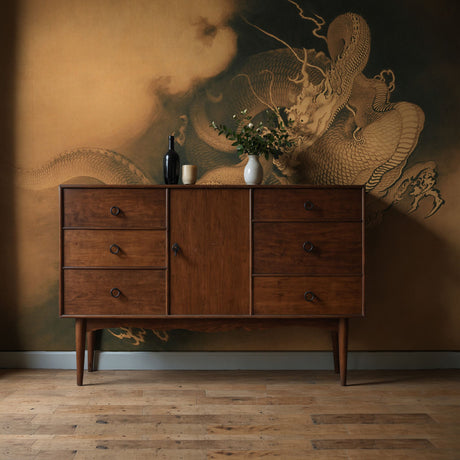 Moody Mythical Brown Japanese Wallpaper Mural {Two Dragons in Clouds} Wallpaper Mural Sckribbles