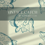 Fun Green & Cream Vintage Fish Wallpaper {Vintage Catch} Wallpaper Sckribbles