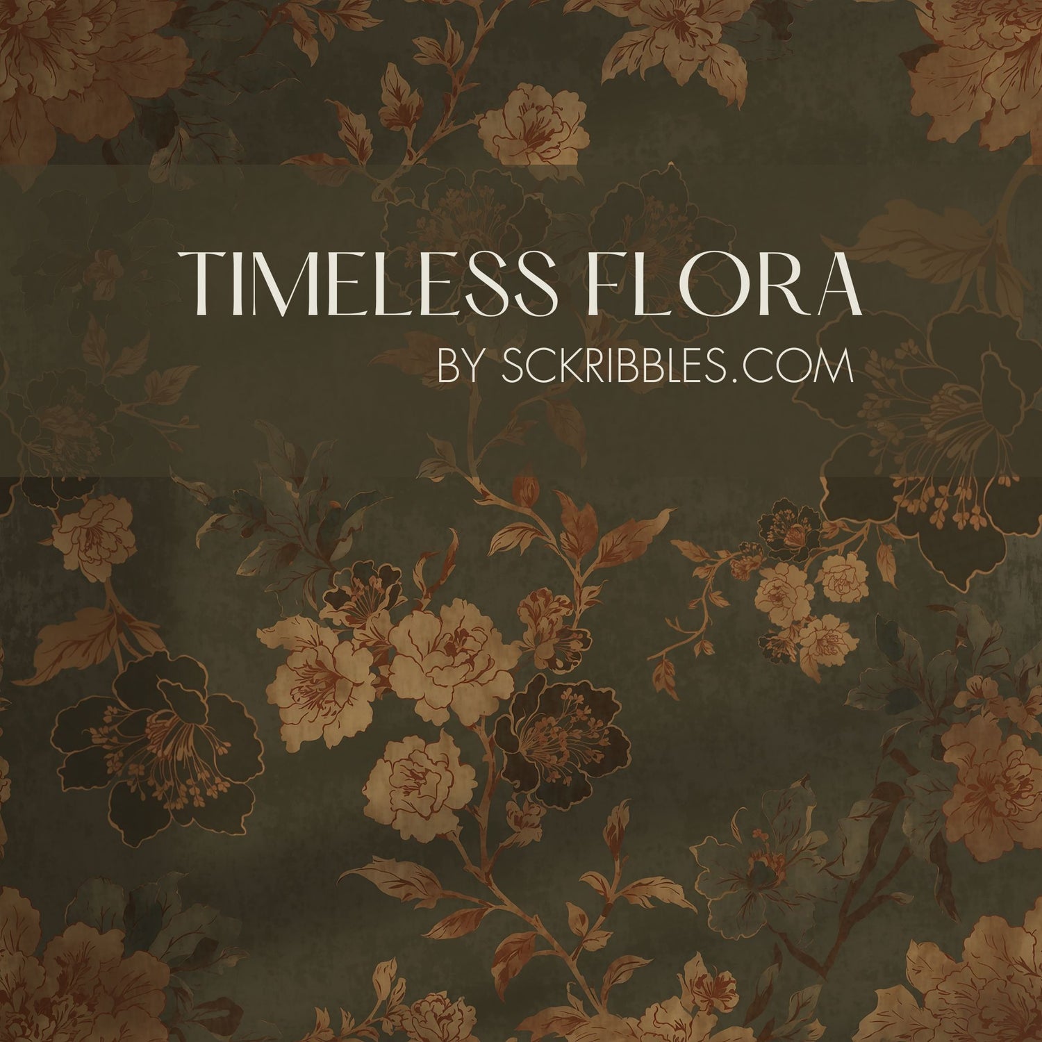 Timeless Flora | Vintage Aged Chinoiserie Floral Wallpaper Wallpaper Sckribbles
