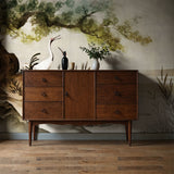 Gentle Cranes | Vintage Japanese Bird Wallpaper Mural Wallpaper Mural Sckribbles