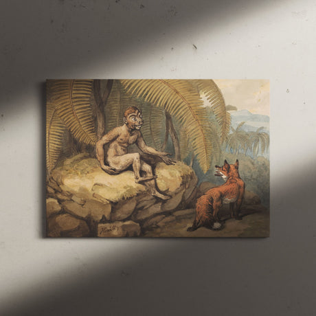 "A Monkey and a Fox" Vintage Wall Art Canvas Print by Samuel Howitt Canvas Wall Art Sckribbles   