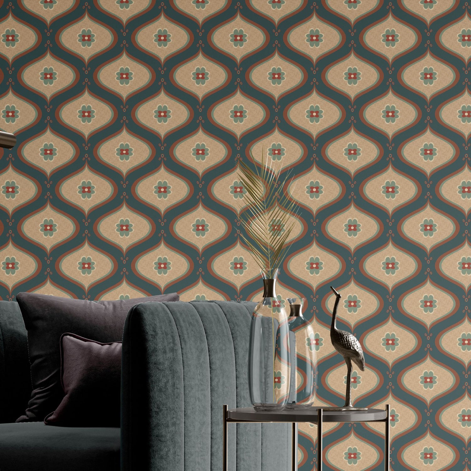 Retro Deco | Cute Vintage Retro Patterned Wallpaper Wallpaper Sckribbles