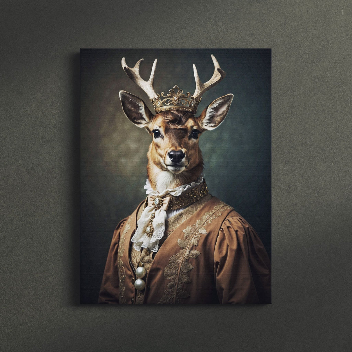Vintage 18th-Century Deer Portrait Wall Art Canvas {Deer Royalty} Canvas Wall Art Sckribbles   