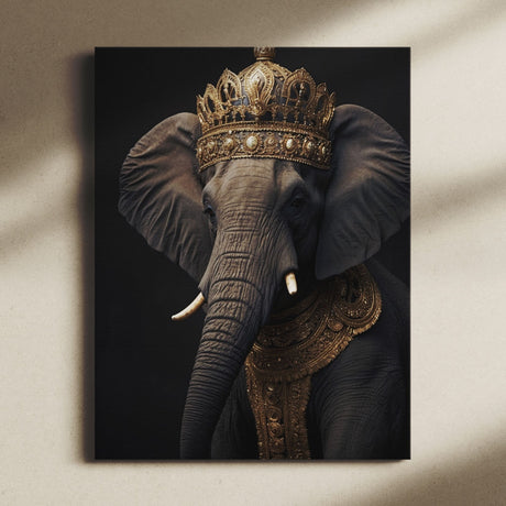 King Elephant Portrait Wall Art Canvas {Elephant Royalty} Canvas Wall Art Sckribbles   