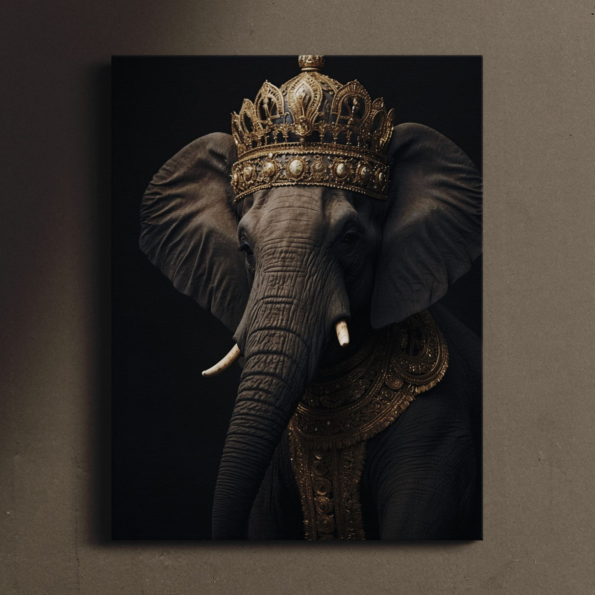 King Elephant Portrait Wall Art Canvas {Elephant Royalty} Canvas Wall Art Sckribbles   