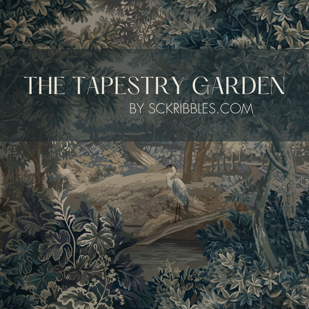 Vintage Scenic Botanical Trees Wallpaper Mural {The Tapestry Garden} Wallpaper Mural Sckribbles