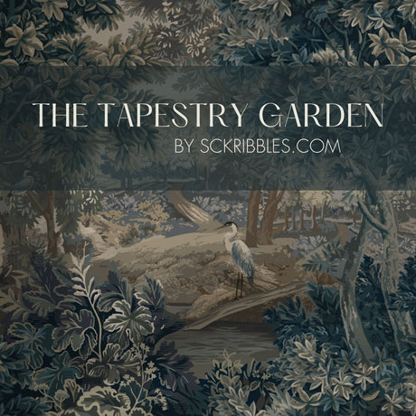 Vintage Scenic Botanical Trees Wallpaper Mural {The Tapestry Garden} Wallpaper Mural Sckribbles