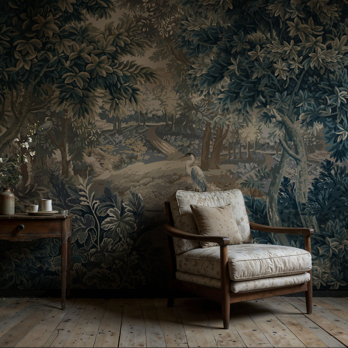 Vintage Scenic Botanical Trees Wallpaper Mural {The Tapestry Garden} Wallpaper Mural Sckribbles