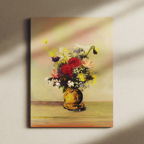 Vintage Painting of a Vase of Flowers Canvas Wall Art {The Golden Vase} Canvas Wall Art Sckribbles   