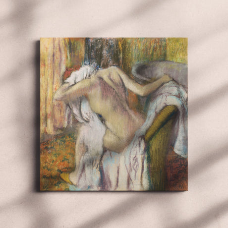 "After the Bath, Woman Drying Herself" Vintage Wall Art Canvas Print by Edgar Degas Canvas Wall Art Sckribbles   
