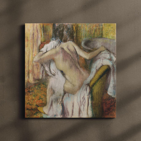 "After the Bath, Woman Drying Herself" Vintage Wall Art Canvas Print by Edgar Degas Canvas Wall Art Sckribbles   