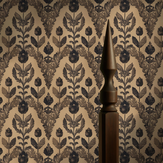 Antique Floral | Neutral Vintage Botanical Damask Wallpaper Wallpaper Sckribbles
