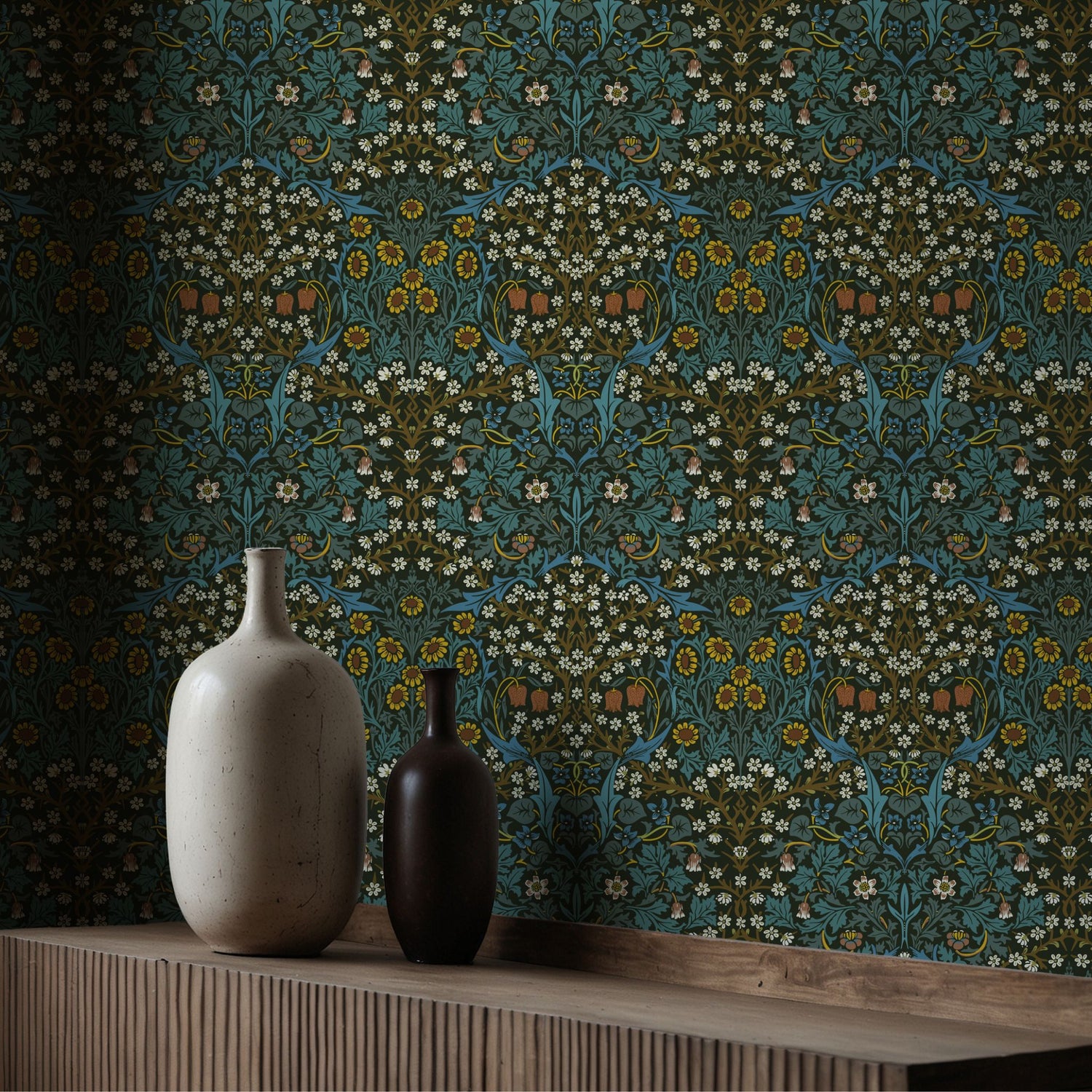 Blackthorn | Vintage Botanical William Morris Wallpaper Wallpaper Sckribbles Pre-Pasted - (Non-Woven) Roll - 28" × 33 ft (71 cm × 10 m)