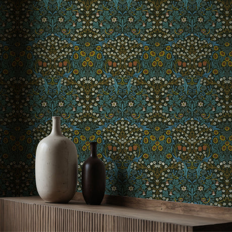 William Morris Wallpaper "Blackthorn" | Vintage Botanical Wallpaper Sckribbles