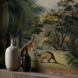 Vintage Scenic Kangaroos Landscape Wallpaper Mural {Australian Grass Trees} Wallpaper Mural Sckribbles