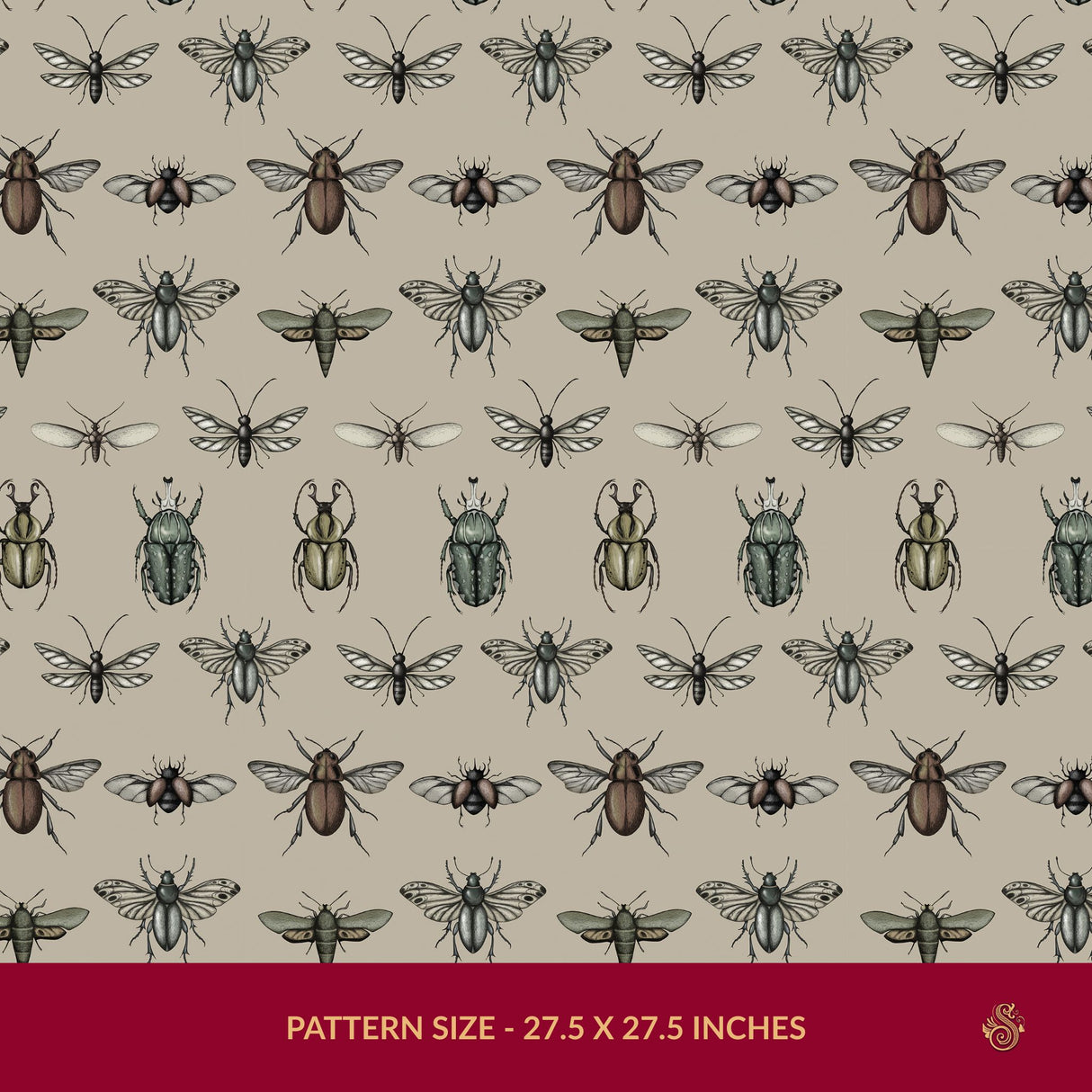 Bug Motif | Fun Eccentric Vintage Insect Wallpaper Wallpaper Sckribbles