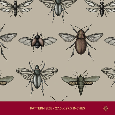 Bug Motif | Fun Eccentric Vintage Insect Wallpaper Wallpaper Sckribbles Signature - Premium Non-Woven Roll - 27.5 in x 32.8 ft (70 cm × 10 m) Imago