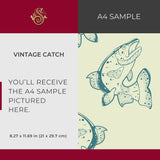 Vintage Catch | Fun Green & Cream Vintage Fish Wallpaper