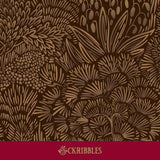 Warm brown botanical wallpaper.