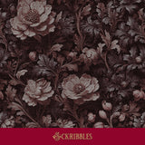 A warm, dark floral wallpaper.