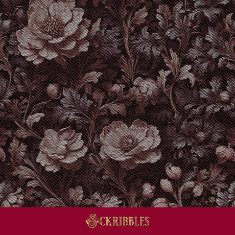 A warm, dark floral wallpaper.