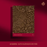 Warm moody brown botanical wallpaper sample.
