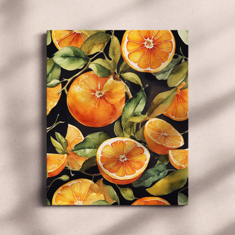 Bright Kitchen Watercolor Wall Art Canvas {Sliced Oranges} Canvas Wall Art Sckribbles   