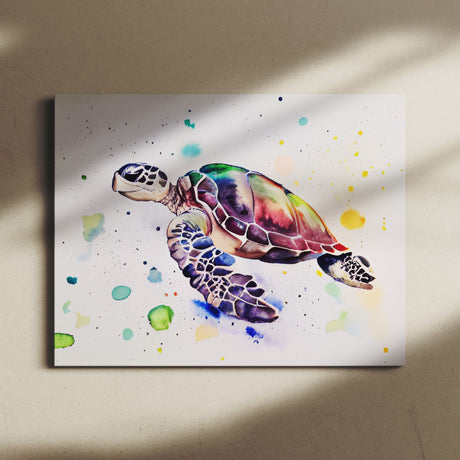 Colorful Sea Turtle Watercolor Wall Art Canvas {Turtle Party} Canvas Wall Art Sckribbles   