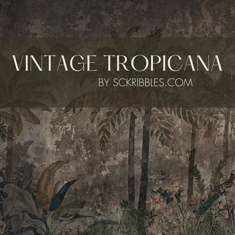 Neutral Weathered Tropical Palm Trees Wallpaper Mural {Vintage Tropicana} Wallpaper Mural Sckribbles