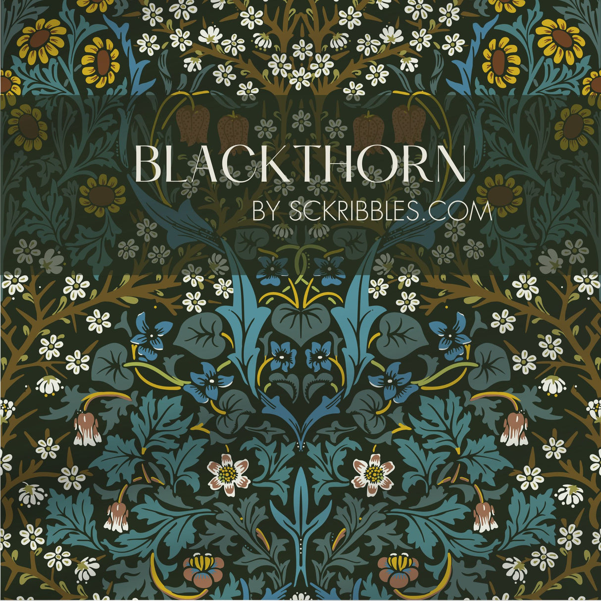 William Morris Wallpaper "Blackthorn" | Vintage Botanical Wallpaper Sckribbles