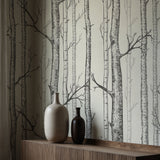 Scenic Landscape Birch Tree Wallpaper Mural {Silent Forest} Wallpaper Mural Sckribbles