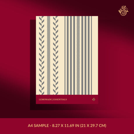 Yellow and gray striped wallpaper sample.