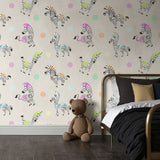 Fun Colorful Zebra Children's Nursery Wallpaper {Trotty Dots} Wallpaper Sckribbles   