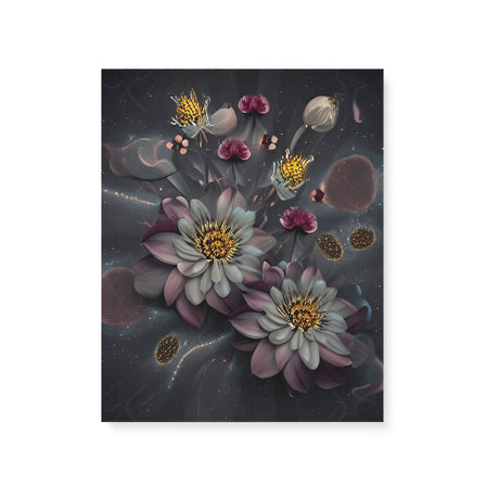 Dark Mysterious Flowers at Night Canvas Wall Art {Deep Floral} Canvas Wall Art Sckribbles 16x20  