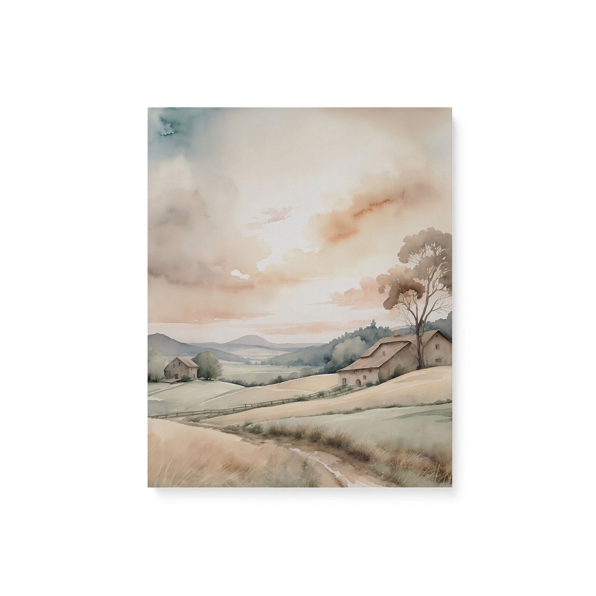 Beautiful Scenic Watercolor Wall Art Canvas {Country Road} Canvas Wall Art Sckribbles 8x10  