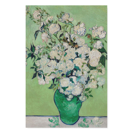 "Roses" Green Vintage Wall Art Canvas by Vincent van Gogh Canvas Wall Art Sckribbles 32x48  