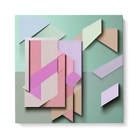 3D Geometrical Wall Art Canvas Print {Paper and Pastels} Canvas Wall Art Sckribbles 40x40  