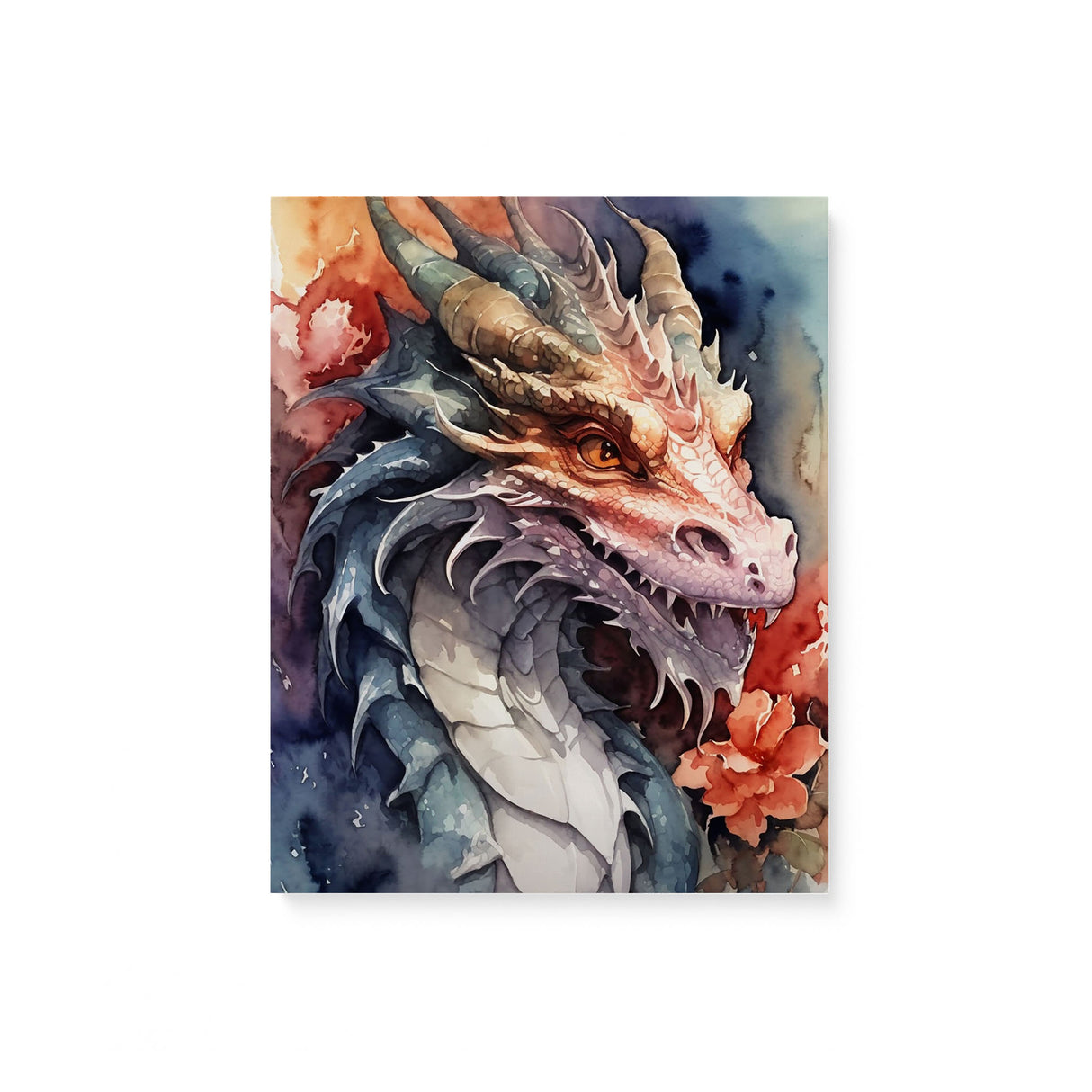 Mythical Watercolor Canvas Wall Art {The Dragon} Canvas Wall Art Sckribbles 8x10  