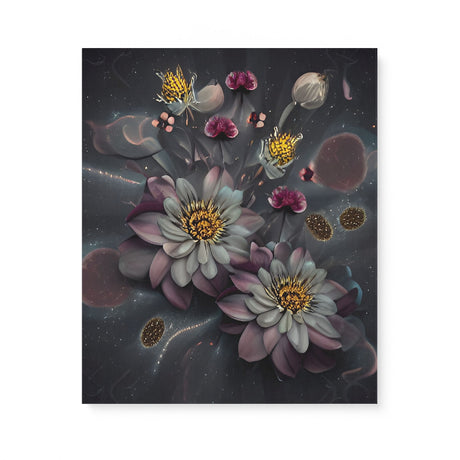 Dark Mysterious Flowers at Night Canvas Wall Art {Deep Floral} Canvas Wall Art Sckribbles 20x24  