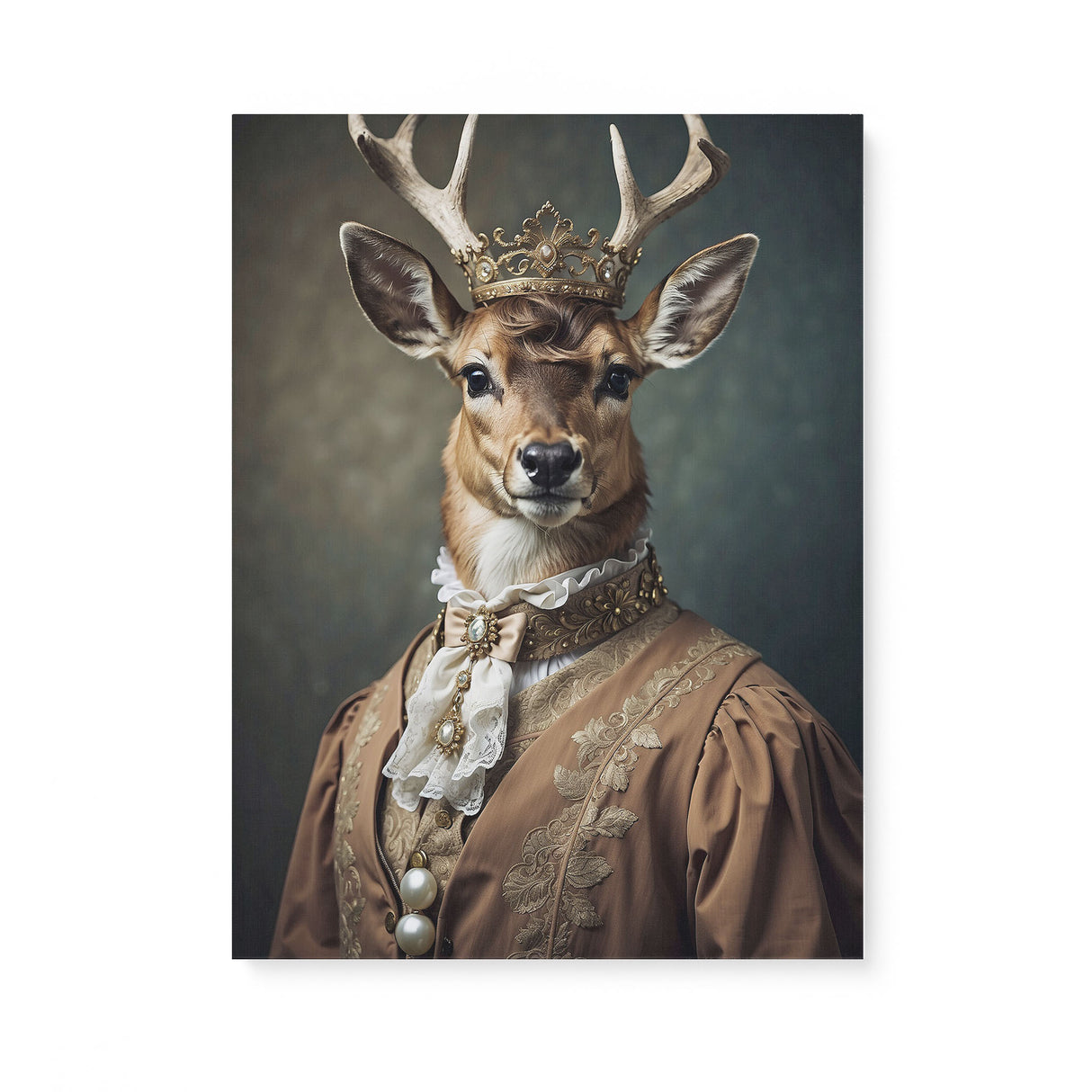 Vintage 18th-Century Deer Portrait Wall Art Canvas {Deer Royalty} Canvas Wall Art Sckribbles 18x24  