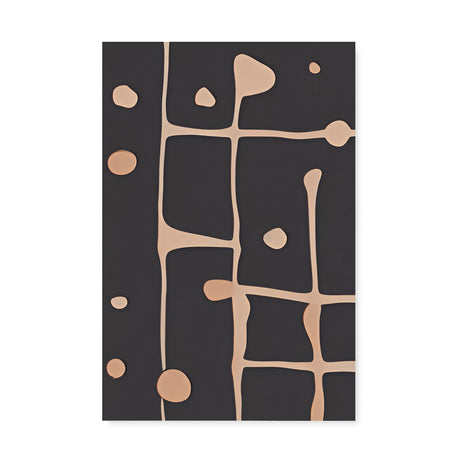 Contemporary Abstract Black with Brown Lines and Spots Wall Art Canvas {Stick Splat} Canvas Wall Art Sckribbles 20x30  