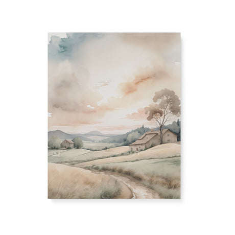 Beautiful Scenic Watercolor Wall Art Canvas {Country Road} Canvas Wall Art Sckribbles 16x20  