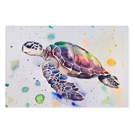 Colorful Sea Turtle Watercolor Wall Art Canvas {Turtle Party} Canvas Wall Art Sckribbles 48x32  