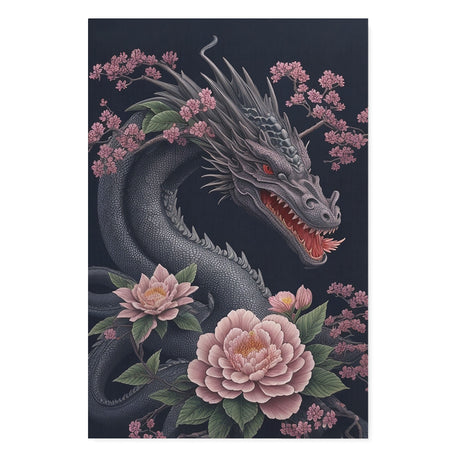 Dark Mythical Dragon Wall Art Canvas {Dragon Beauty} Canvas Wall Art Sckribbles 32x48  