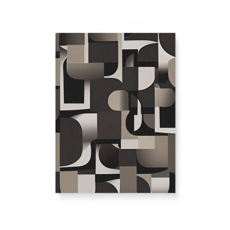 Black, White, and Beige Dark Bauhaus Inspired Pattern Wall Art Canvas {Mid-Century Chaos} Canvas Wall Art Sckribbles 12x16  