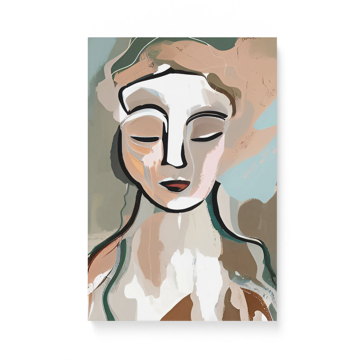 Modern Boho Portrait Canvas Wall Art of a Woman in Neutral Tones {Beige Bohemian} Canvas Wall Art Sckribbles 12x18  