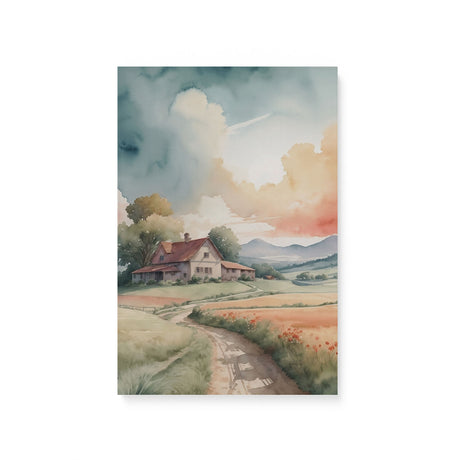 Classic Landscape Watercolor Wall Art Canvas {Road to Calm} Canvas Wall Art Sckribbles 8x12  